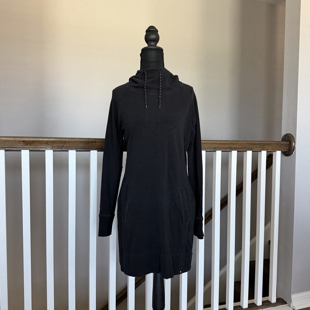 American Giant Hoodie Dress Womens Small Black Drawstring Pockets Made In USA
